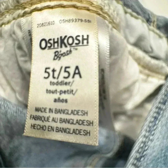 Oshkosh Overall Dress 5T Toddler Denim White Eyelet Cotton Romper - Picture 3 of 9